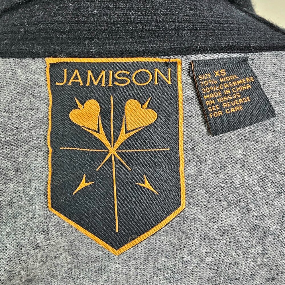 Jamison Cashmere Wool Blend Asymmetrical Moto Cardigan Grey XS - Picture 14 of 14